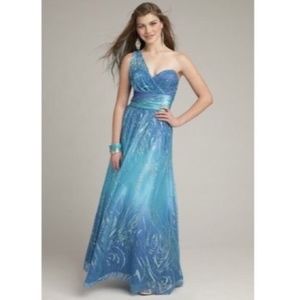 Blue Formal Glittery Ombre Prom Dress - worn once